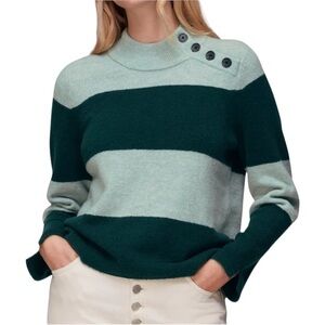 Whistles Stripe Button Neck Jumper Stripes Size Medium NWT